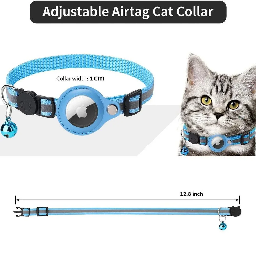 Multi Purpose Airtag Holder Cat Collar Breakaway Adjustable Reflective 2 Pac